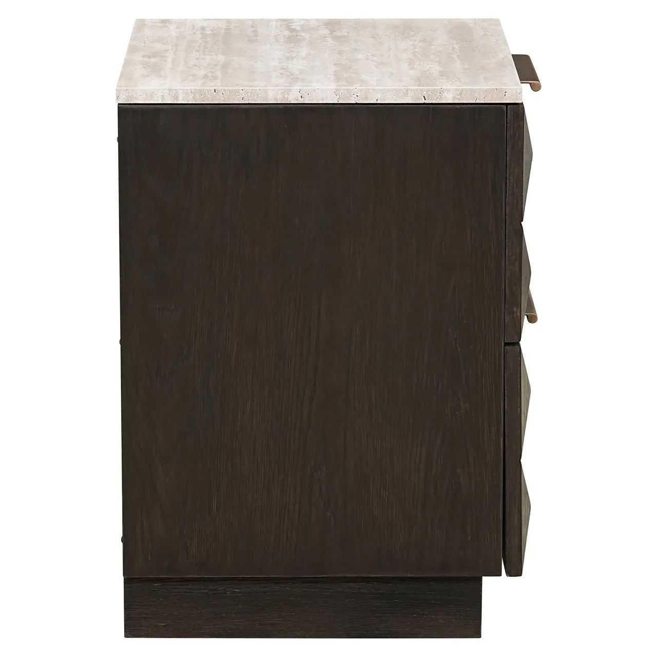 Richmond Interiors Claremont Brown Oak Wood & Natural Stone Bedside Table