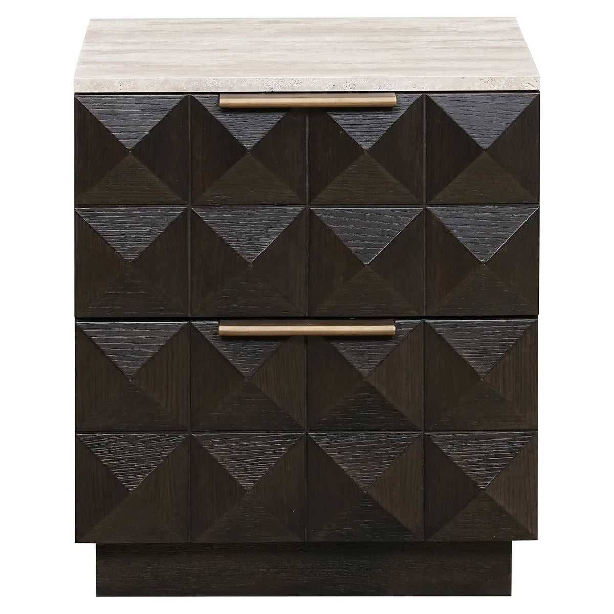 Richmond Interiors Claremont Brown Oak Wood & Natural Stone Bedside Table