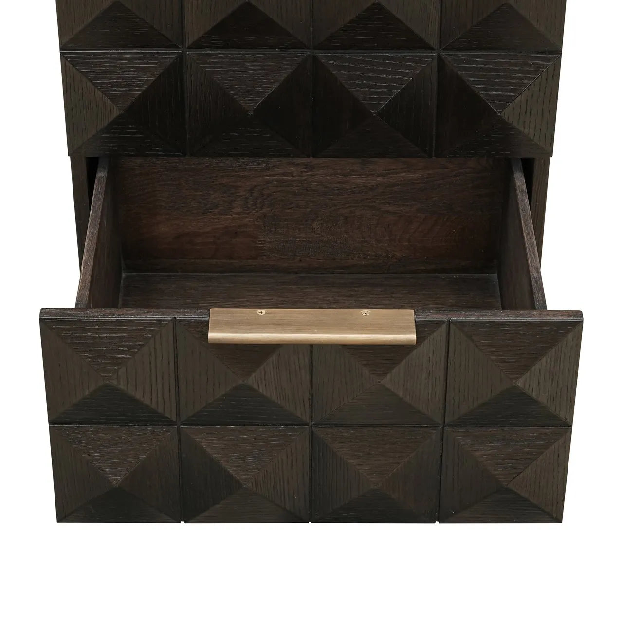 Richmond Interiors Claremont Brown Oak Wood & Natural Stone Bedside Table