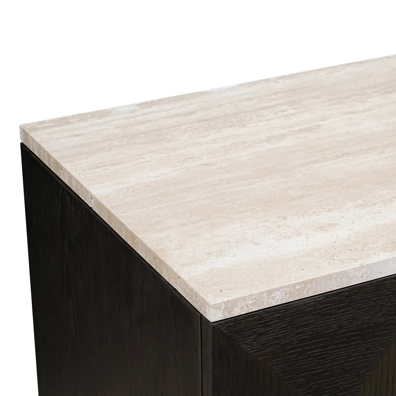 Richmond Interiors Claremont Brown Oak Wood & Stone Cabinet