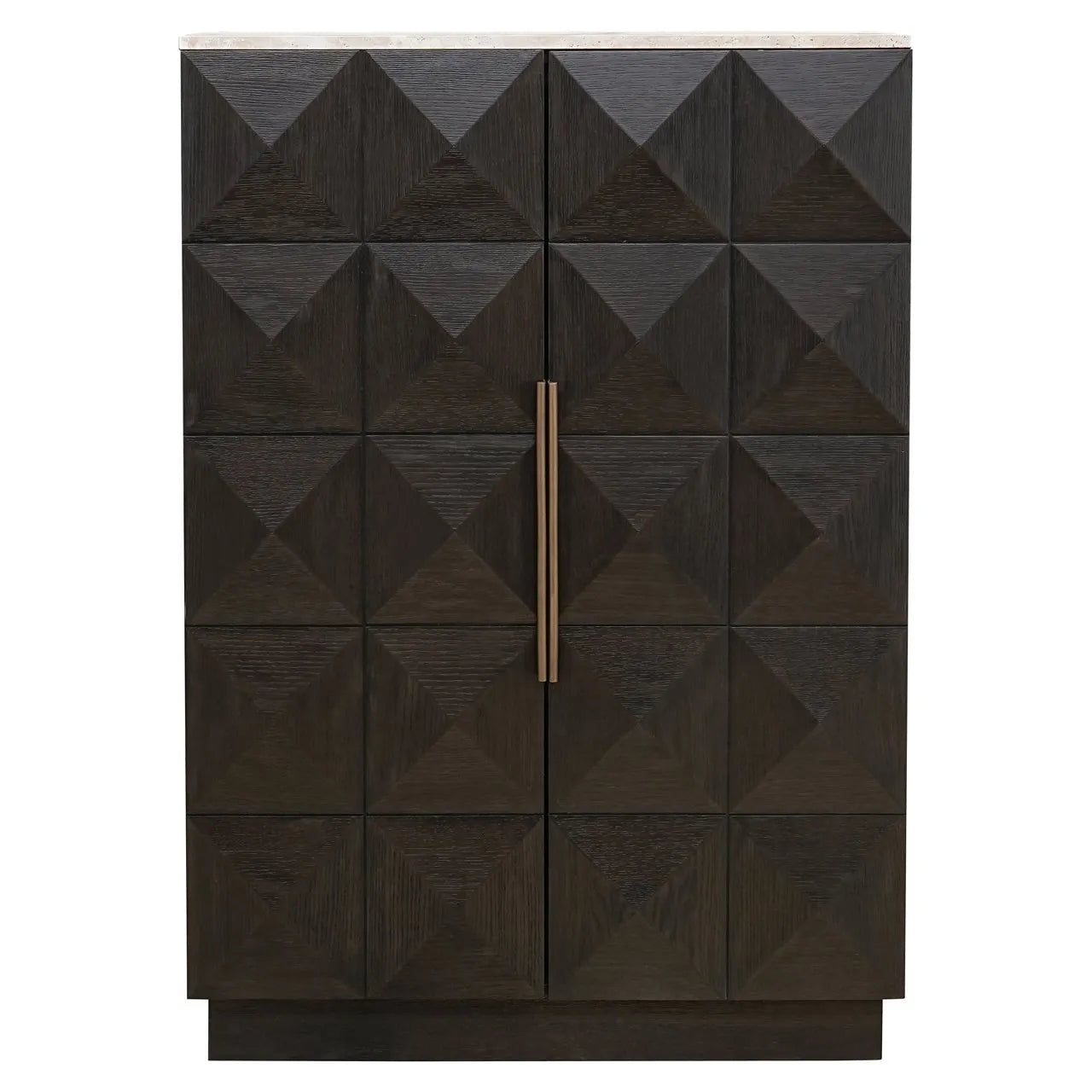 Richmond Interiors Claremont Brown Oak Wood & Stone Cabinet