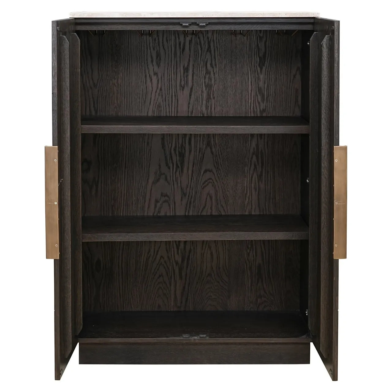 Richmond Interiors Claremont Brown Oak Wood & Stone Cabinet