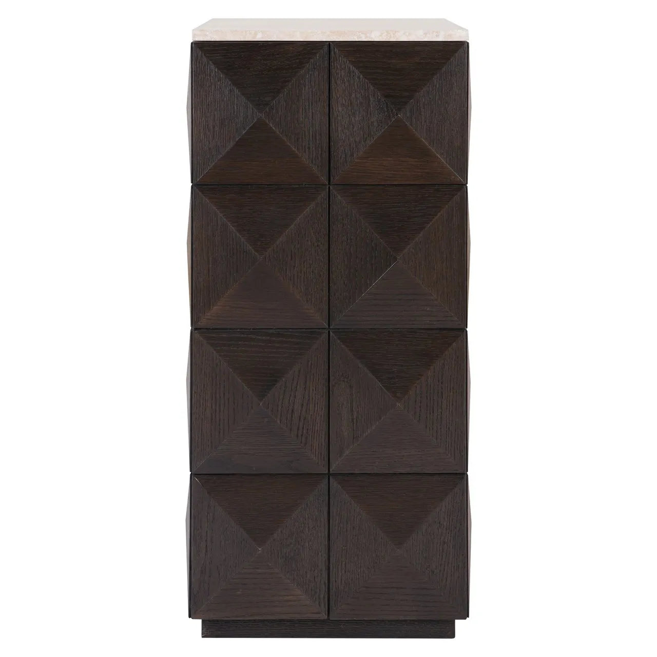 Richmond Interiors Claremont Brown Oak Wood & Stone Column Side Table