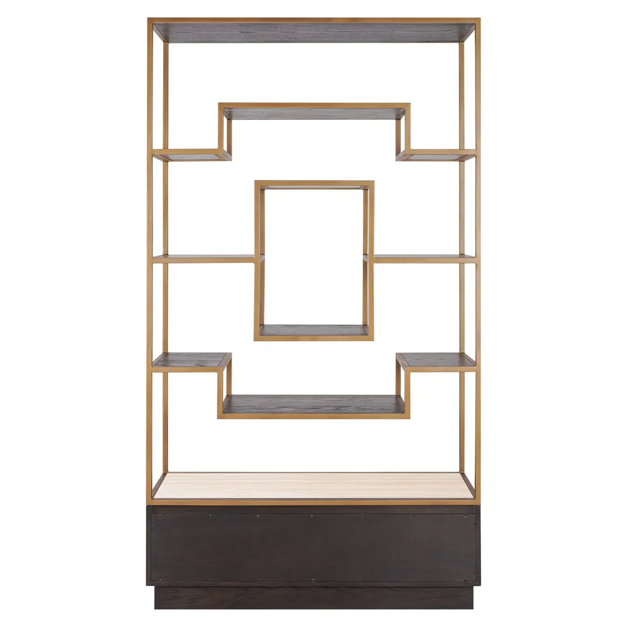 Richmond Interiors Claremont Gold & Brown Oak Wood Display Unit