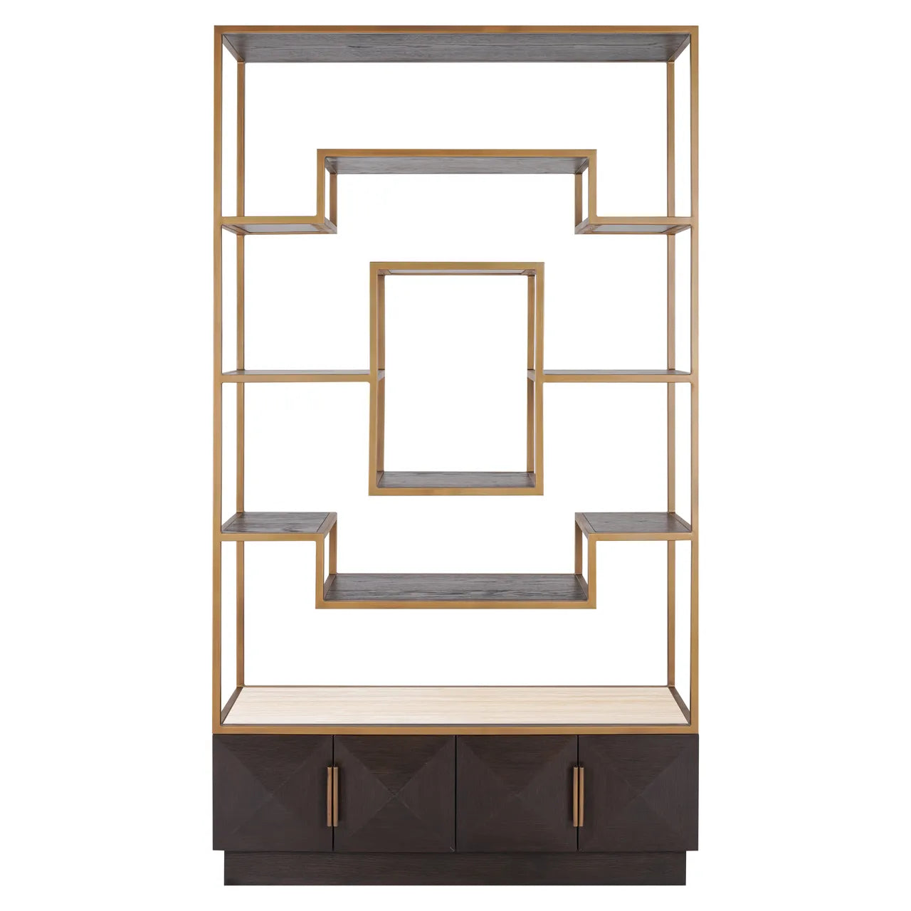 Richmond Interiors Claremont Gold & Brown Oak Wood Display Unit