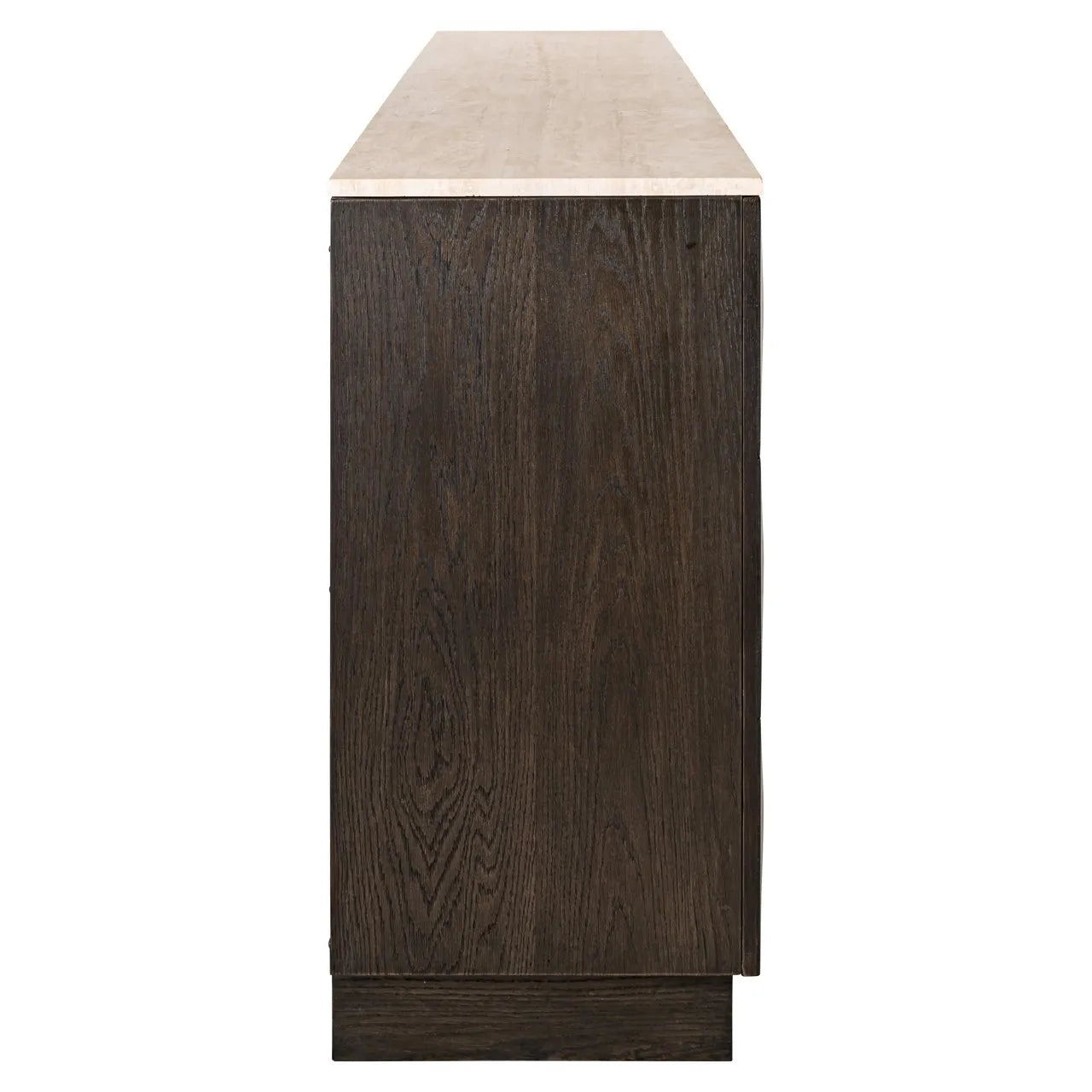 Richmond Interiors Claremont Brown Oak Wood & Travertine Sideboard