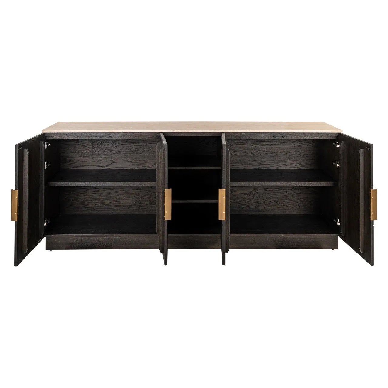 Richmond Interiors Claremont Brown Oak Wood & Travertine Sideboard
