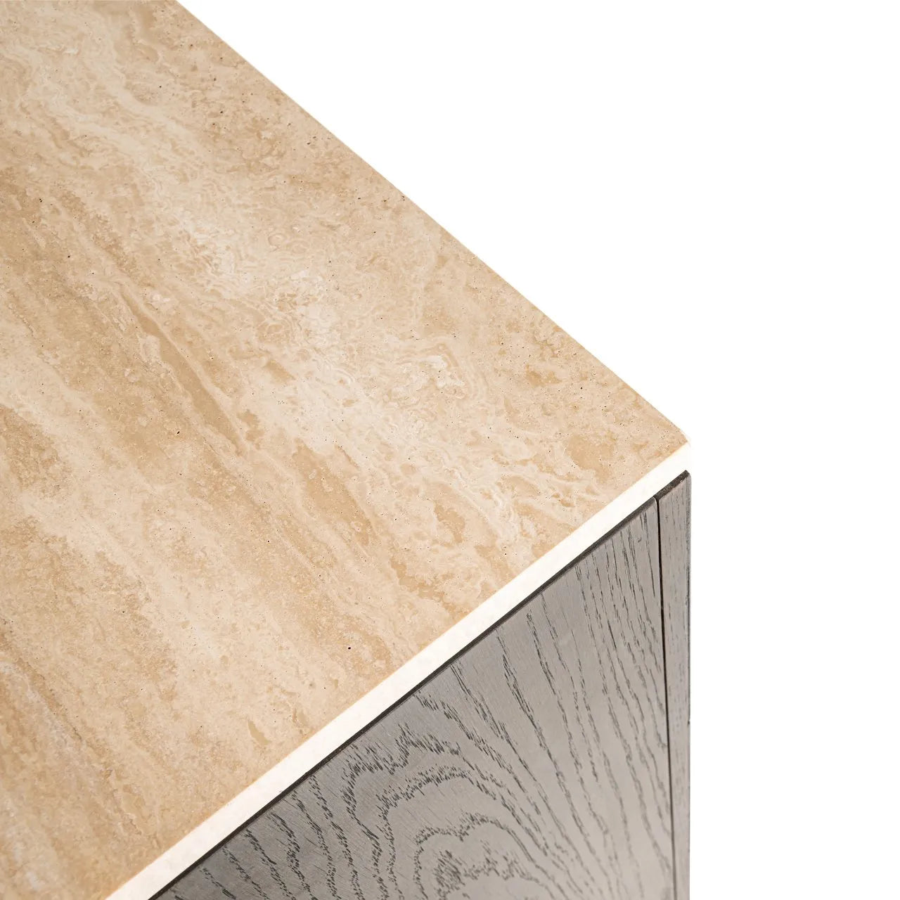 Richmond Interiors Claremont Brown Oak Wood & Travertine Sideboard