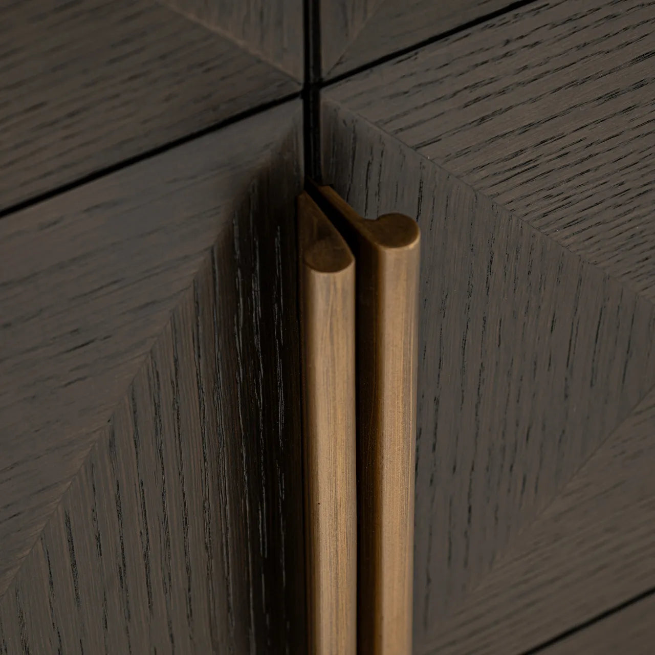 Richmond Interiors Claremont Brown Oak Wood & Travertine Sideboard