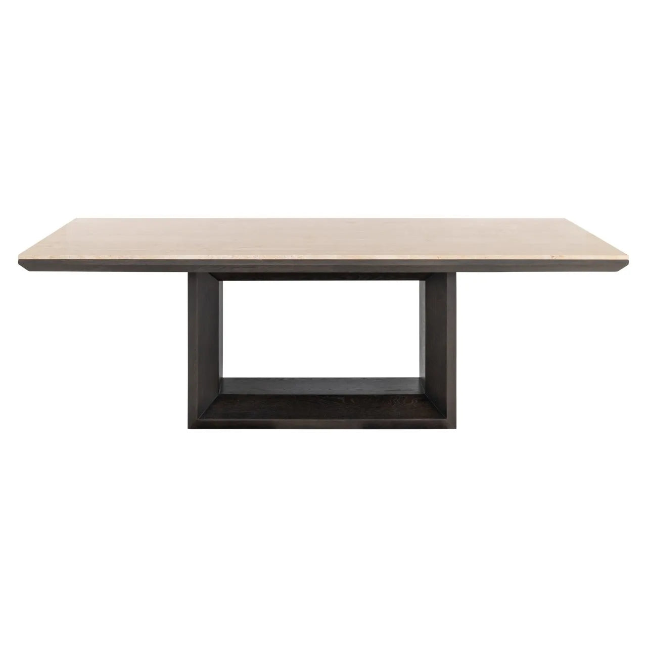 Richmond Interiors Claremont Brown Oak Wood & Travertine Dining Table 230cm