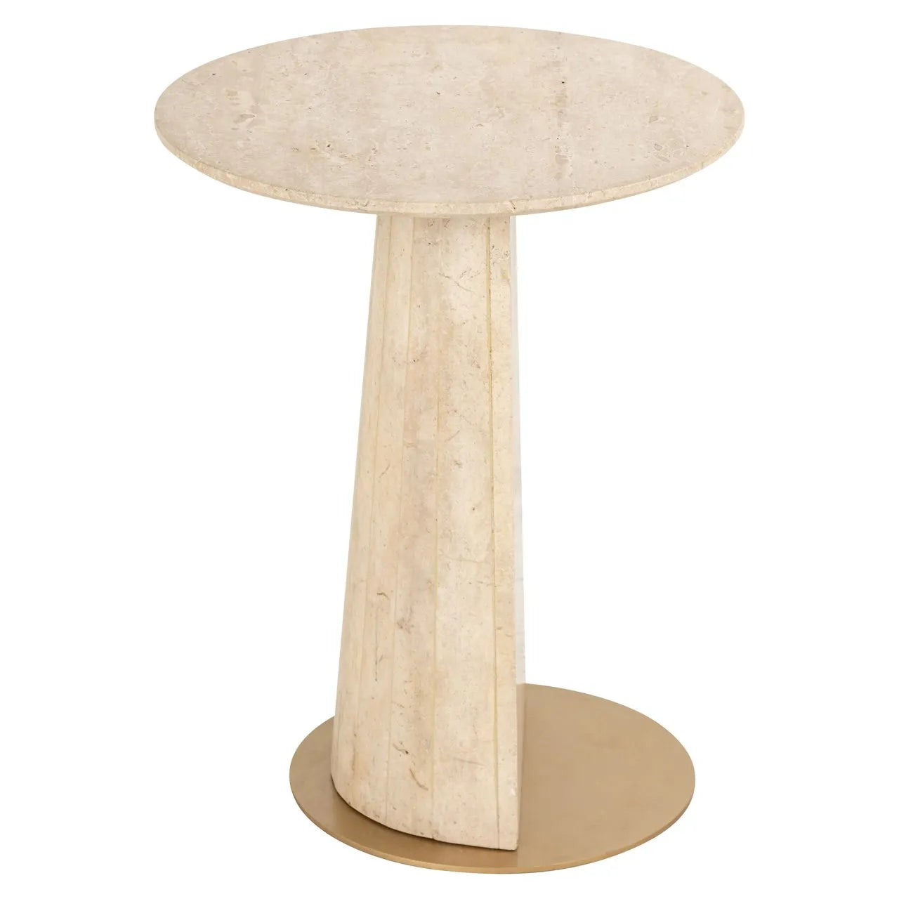Richmond Interiors Kibo Gold & Natural Beige Travertine Side Table