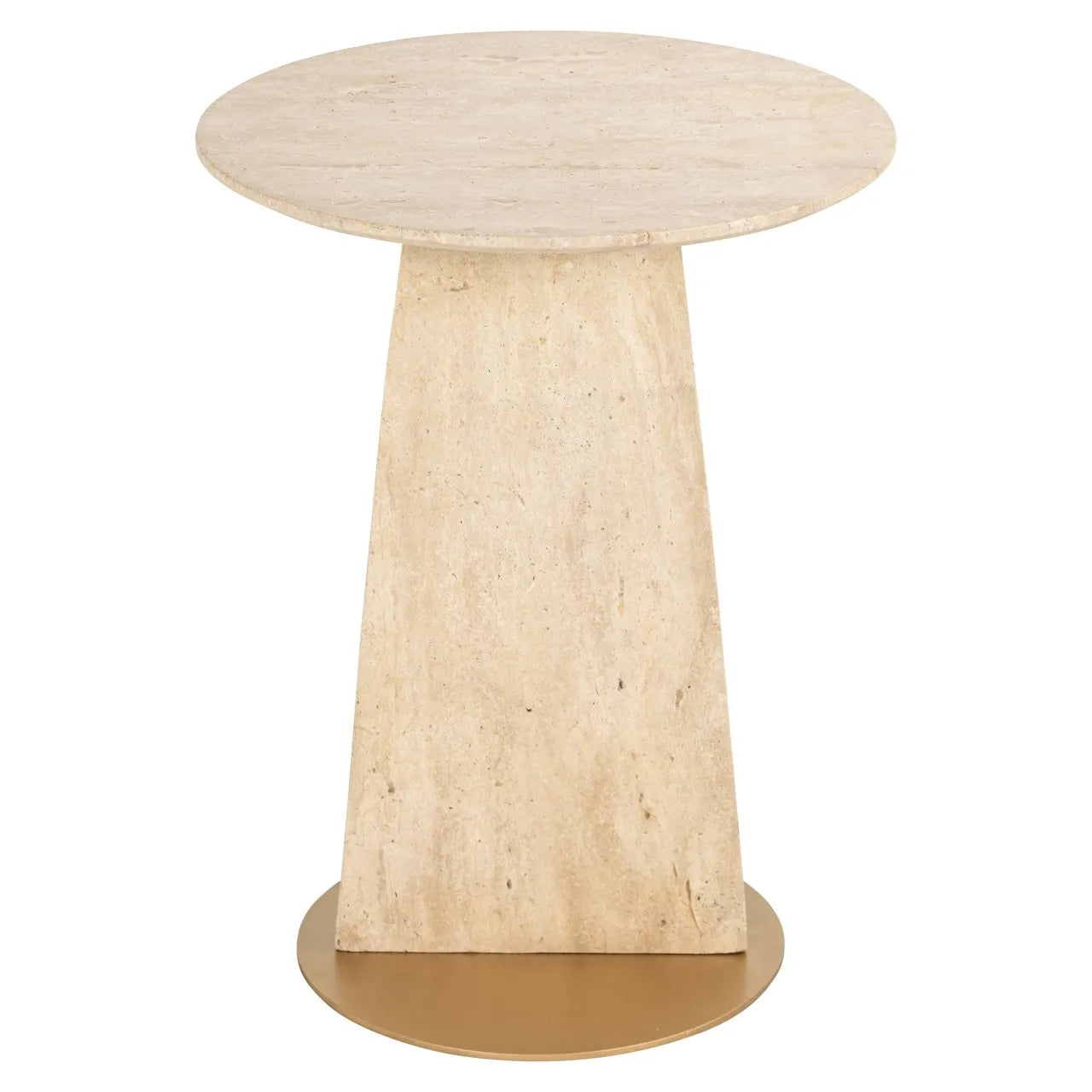 Richmond Interiors Kibo Gold & Natural Beige Travertine Side Table