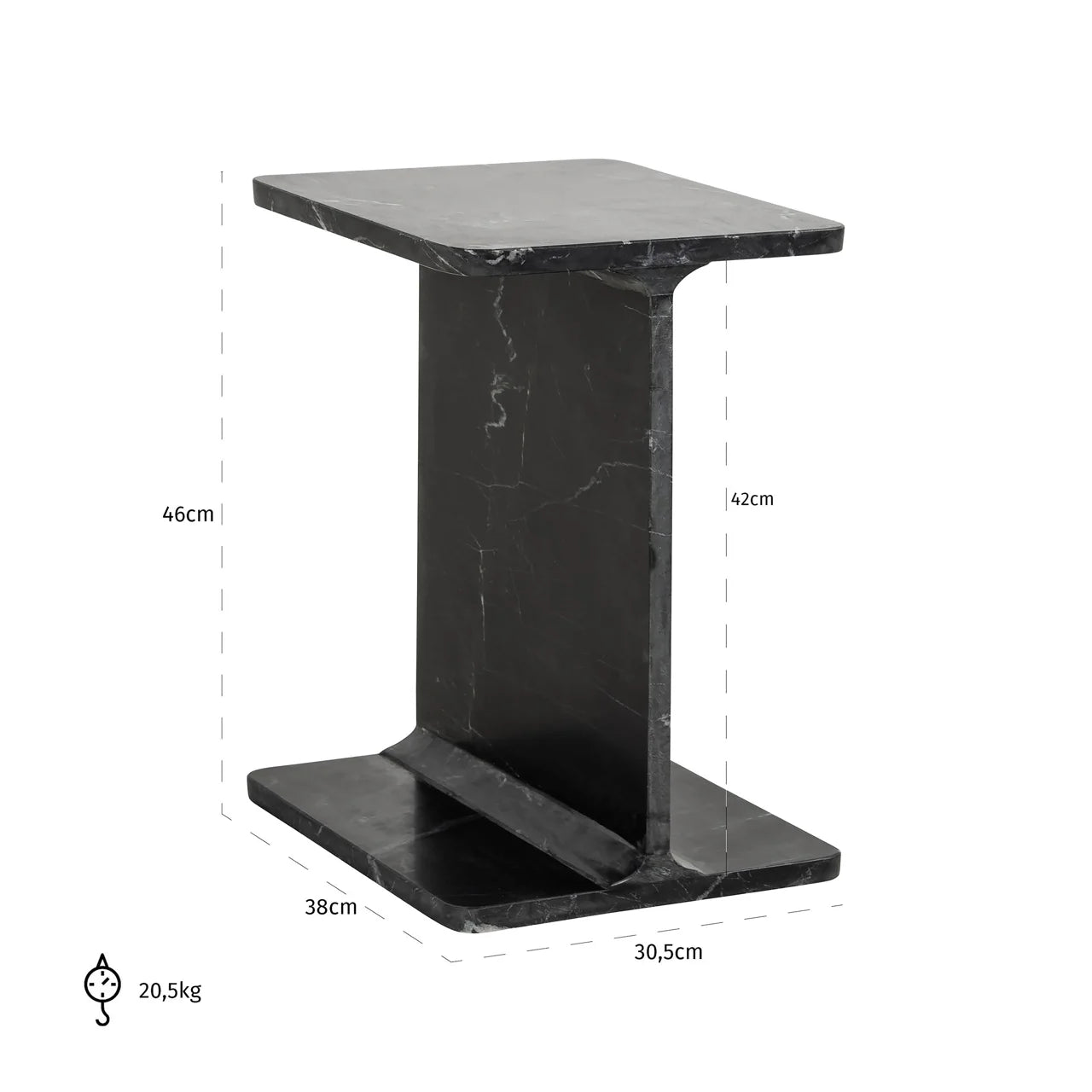 Richmond Interiors Benson Black Marble Square Side Table