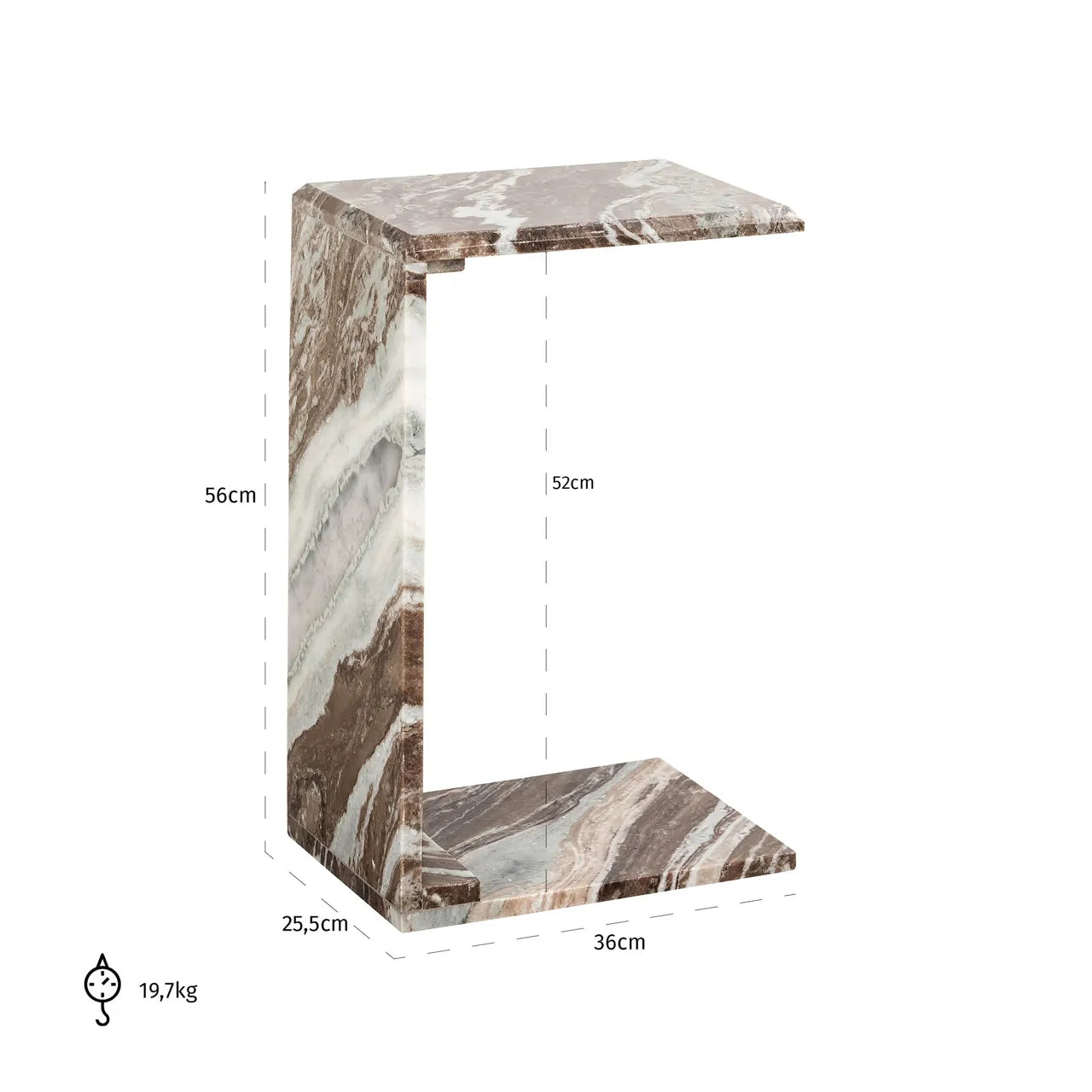 Richmond Interiors Tovek Blush Beige/Grey Toronto Marble Side Table