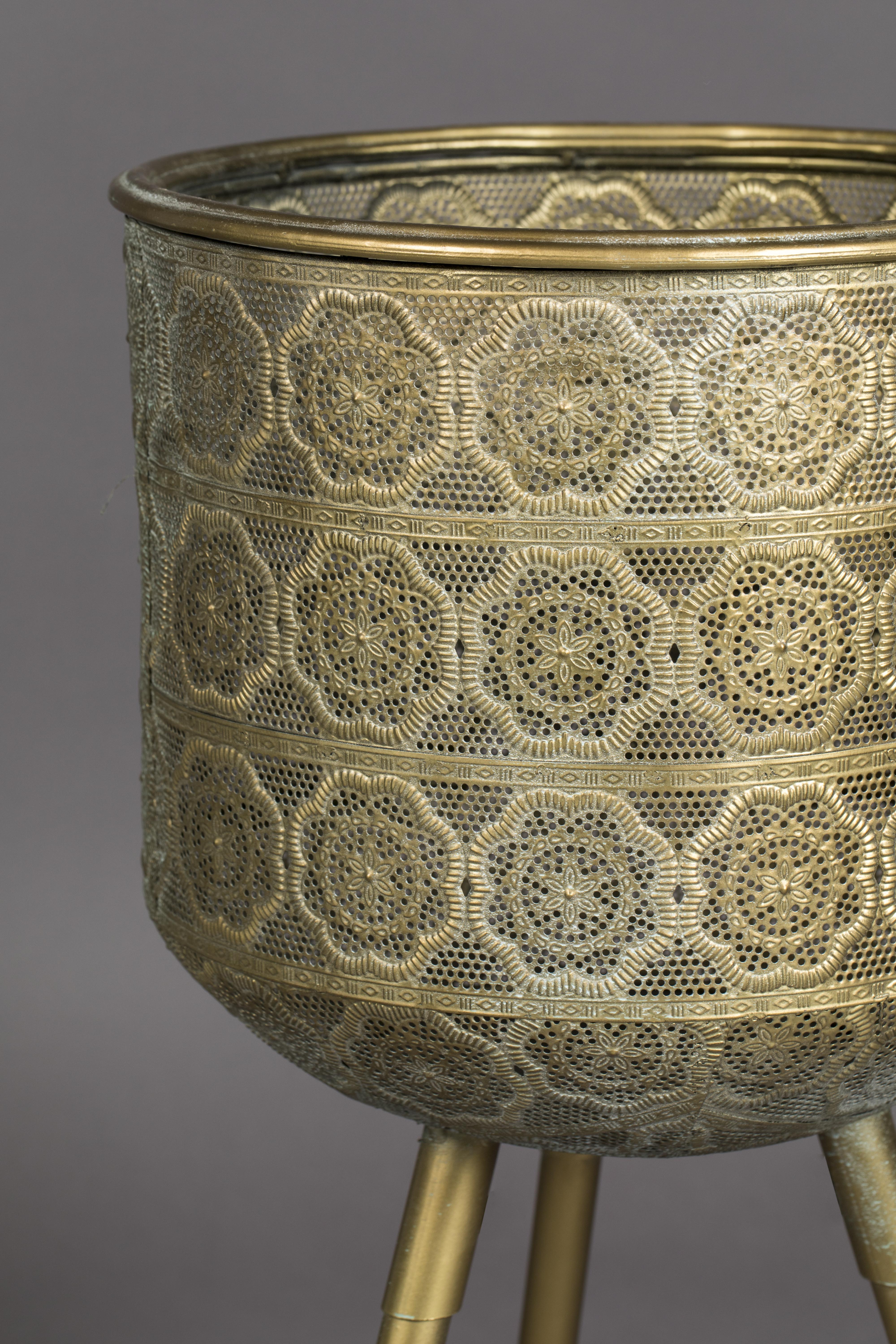 gold plant stands indoor Dutchbone Botanique Green & Gold Planter Large