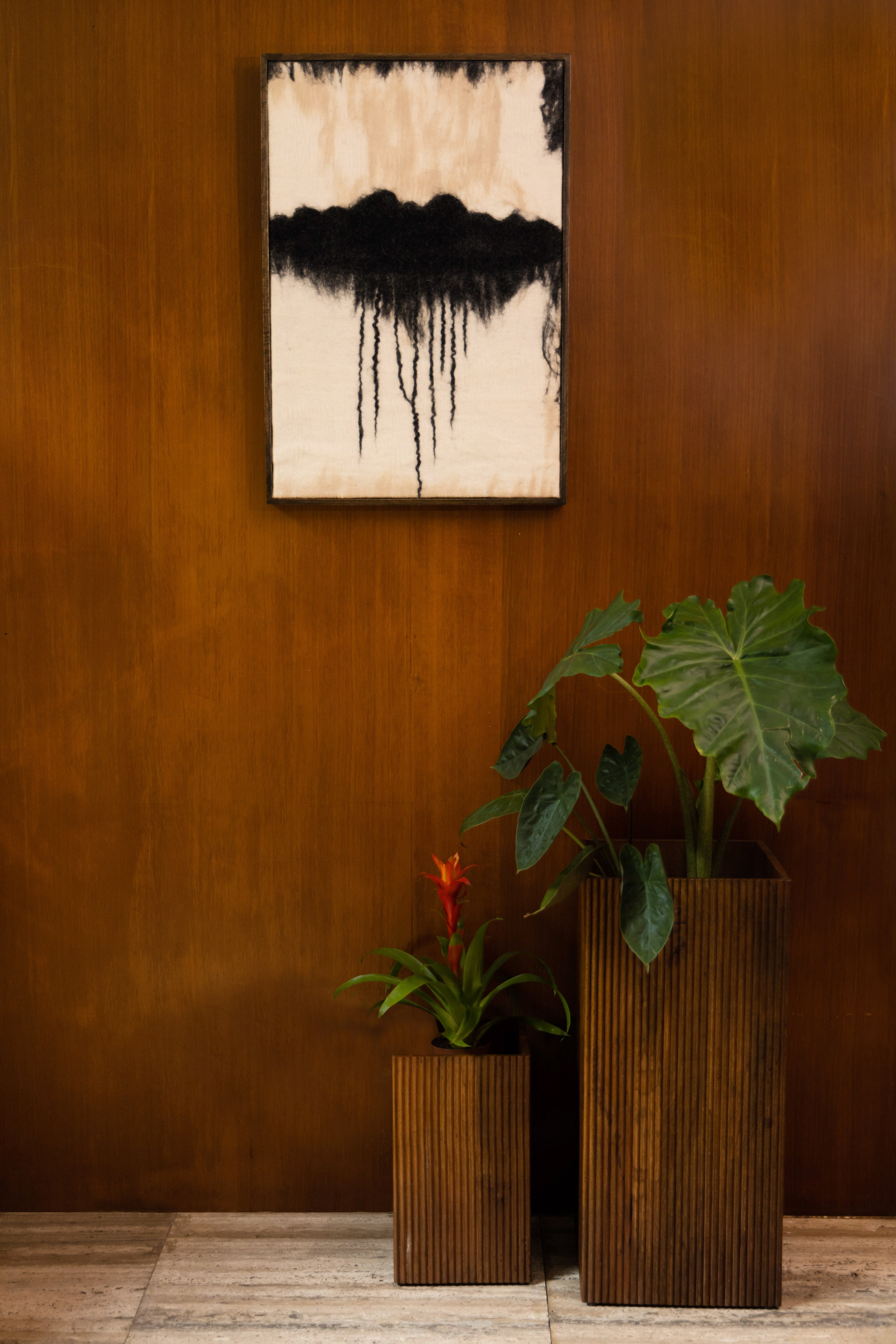 Dutchbone Set Of 2 Ribble Mango Wood Plant Stand Column Side Tables