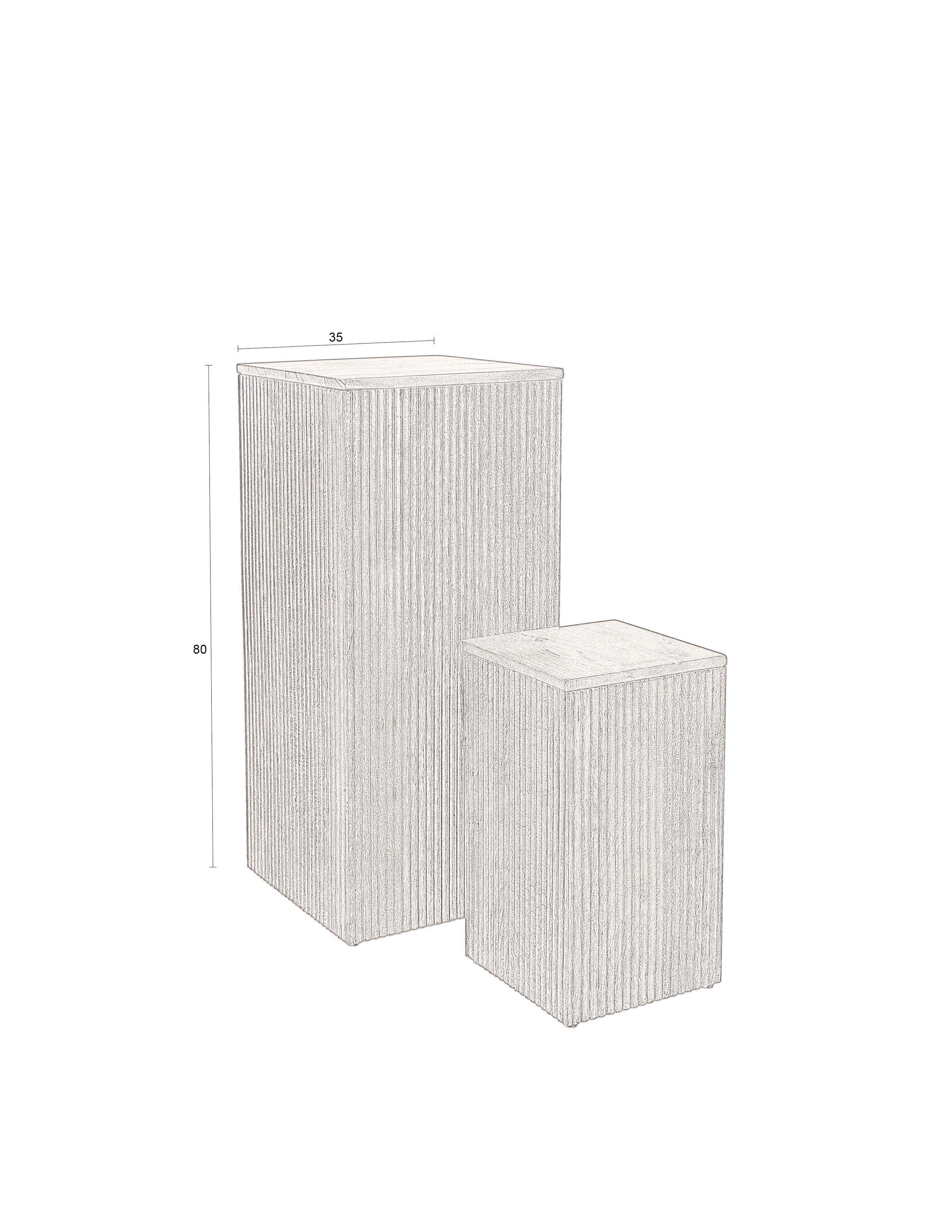 Dutchbone Set Of 2 Ribble Mango Wood Plant Stand Column Side Tables