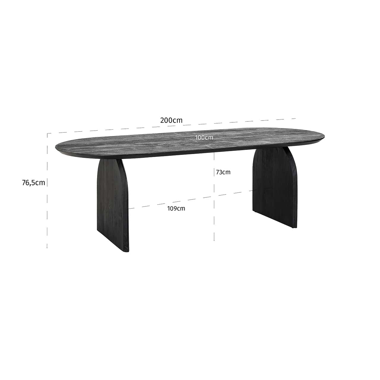 Richmond Interiors Hudson Black Mango Wood Oval Dining Table | 6-8 Seater - CLEARANCE