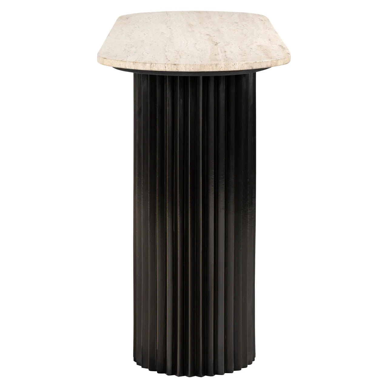 Richmond Interiors Hampton Black Wood & Beige Travertine Console Table