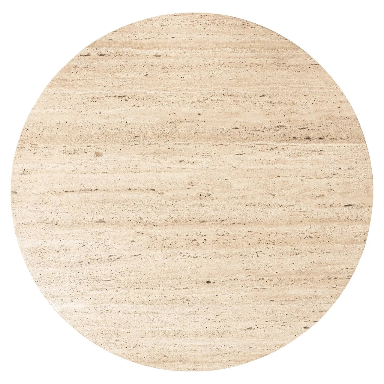 Richmond Interiors Hampton Black Wood & Beige Travertine Round Coffee Table