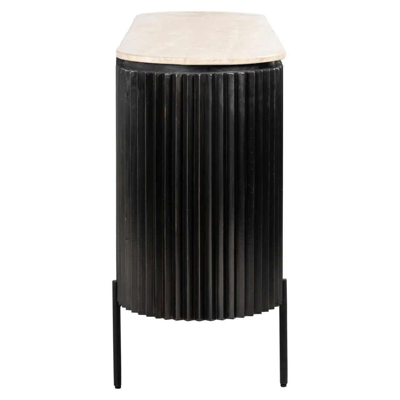 Richmond Interiors Hampton Black Wood & Beige Travertine Sideboard