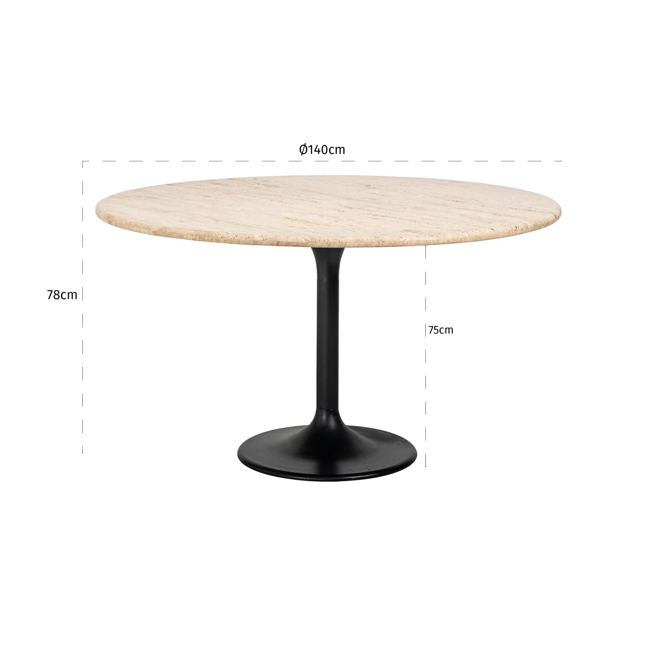 Richmond Interiors Hampton Beige Travertine Round Dining Table