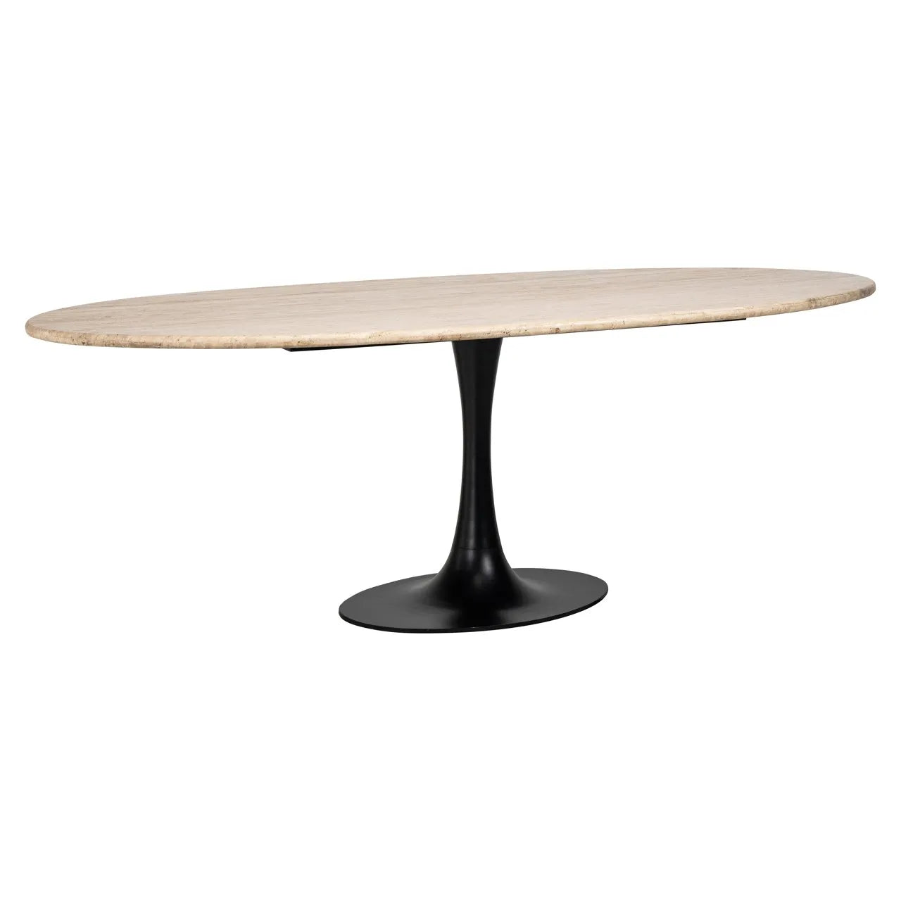 Richmond Interiors Hampton Beige Travertine Oval Dining Table | 8 Seater