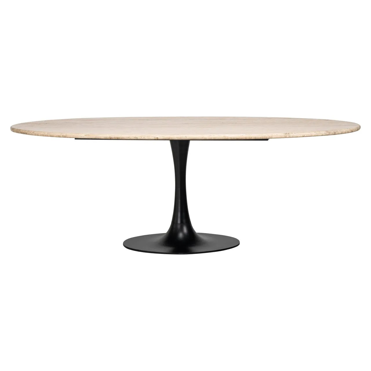 Richmond Interiors Hampton Beige Travertine Oval Dining Table | 8 Seater
