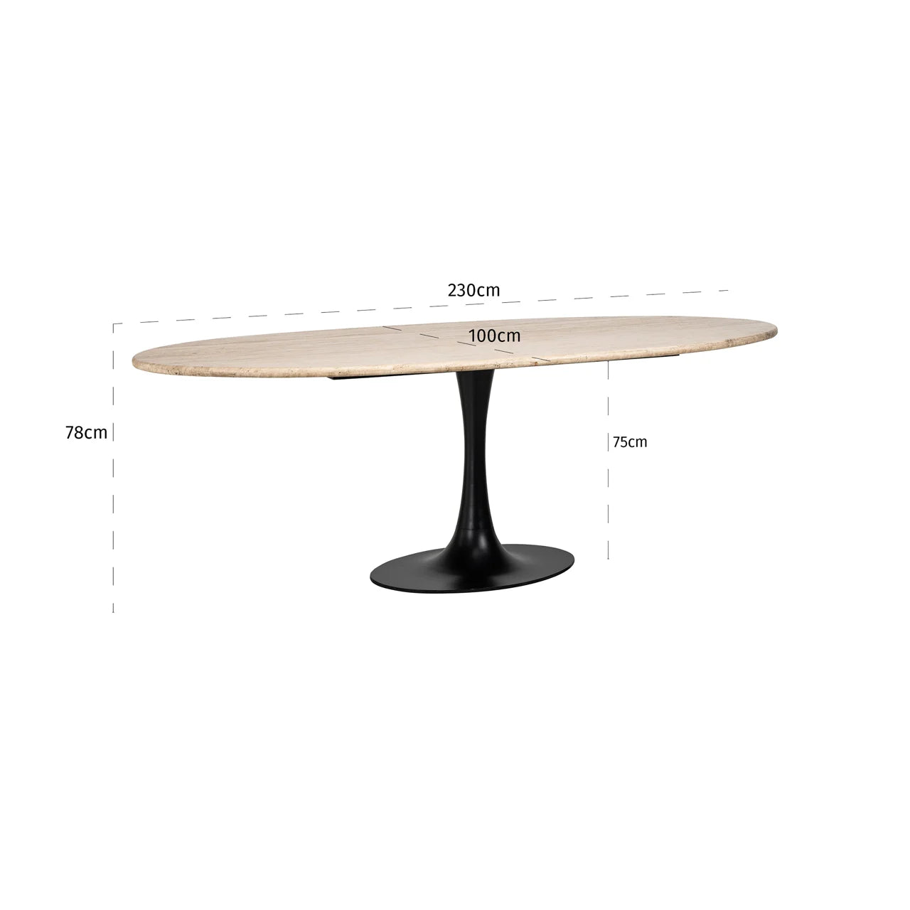 Richmond Interiors Hampton Beige Travertine Oval Dining Table | 8 Seater
