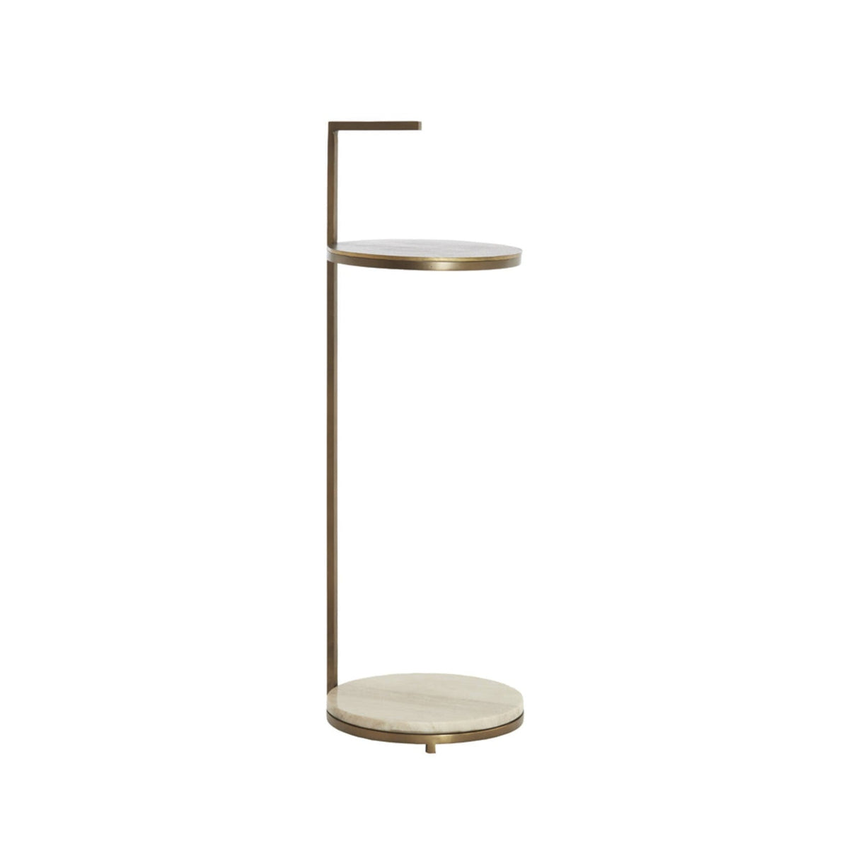 Leda Sand/Grey Marble & Brown Bronze Round Side Table