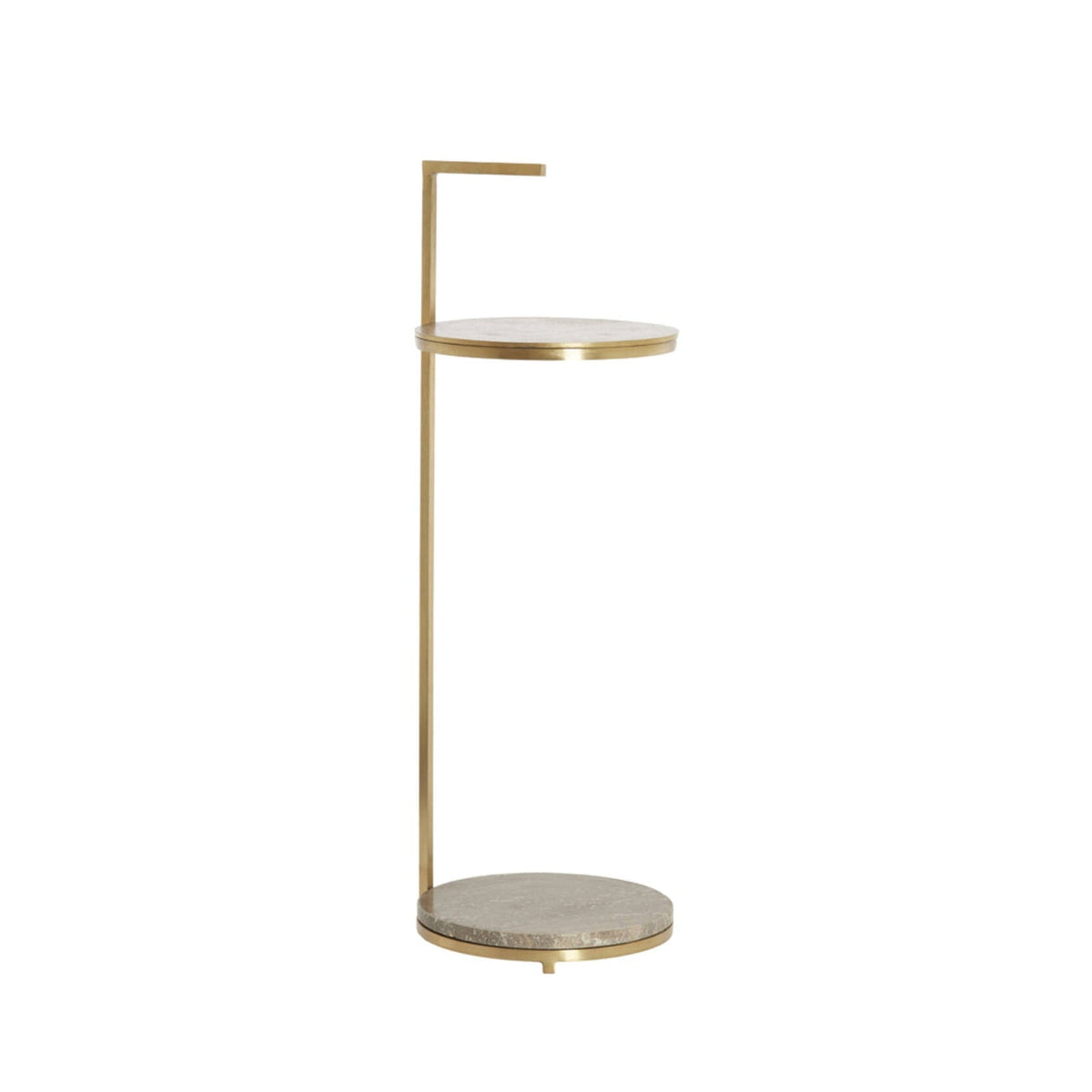 Leda Brown Travertine & Antique Bronze Round Side Table