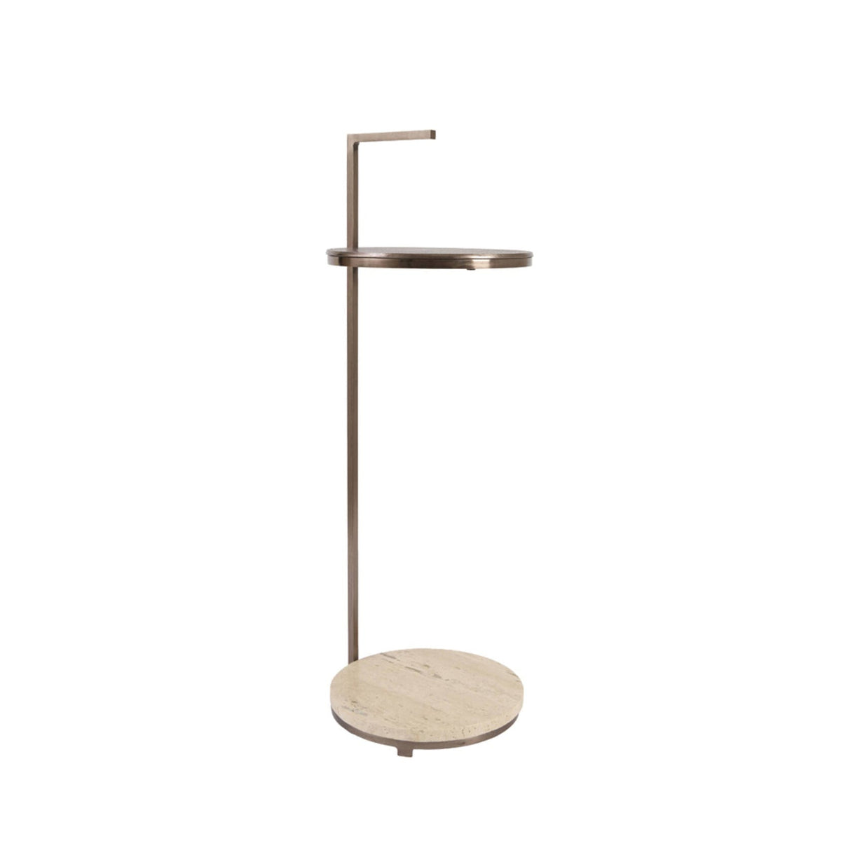 Leda Sand Travertine & Brown Bronze Round Side Table