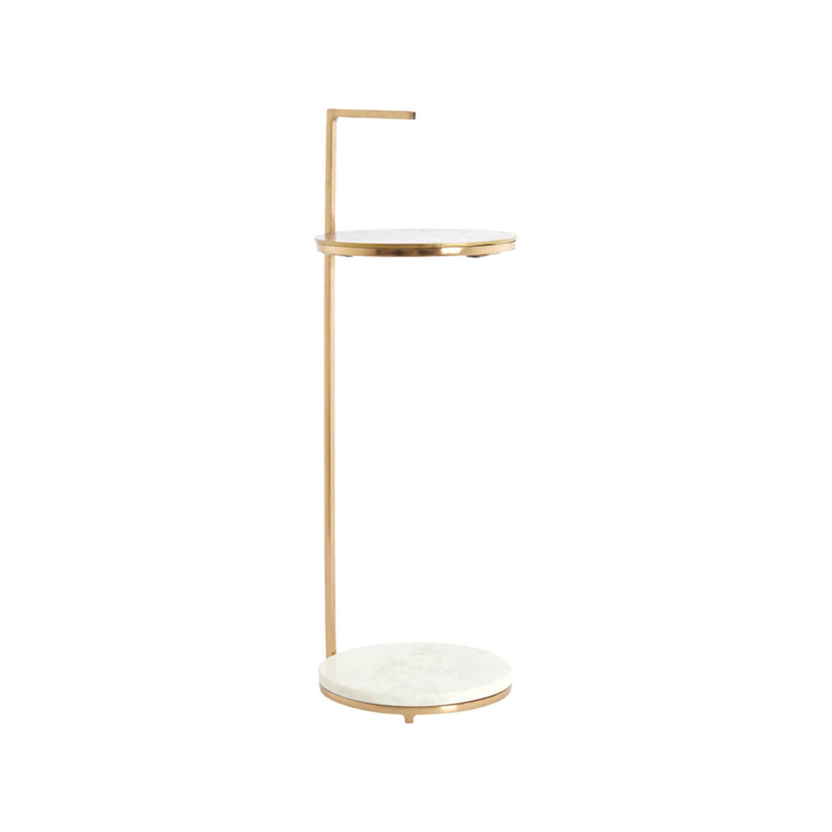 Leda White Marble & Antique Bronze Round Side Table