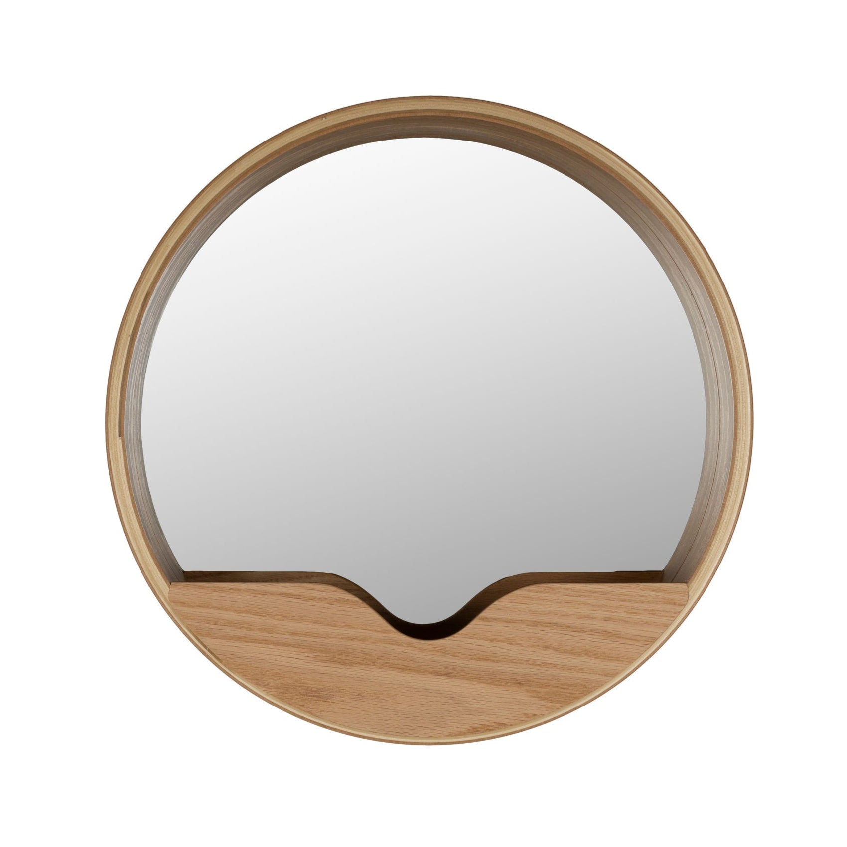 Zuiver Round Natural Oak Wood Round Wall Mirror 40cm
