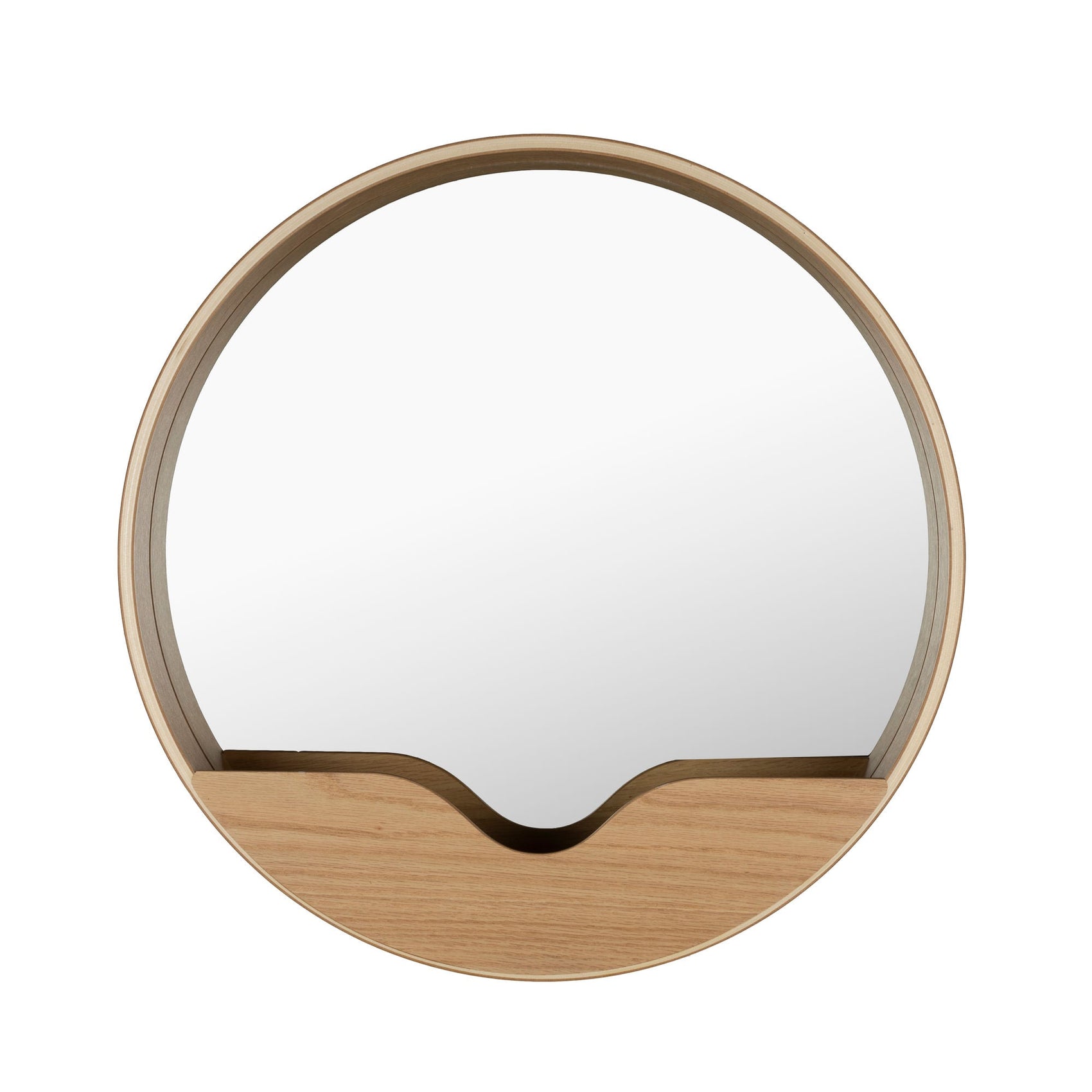 Zuiver Round Natural Oak Wood Round Wall Mirror 60cm