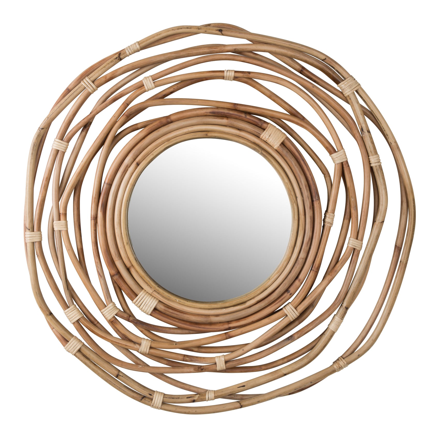 Dutchbone Kubu Natural Rattan Round Wall Mirror