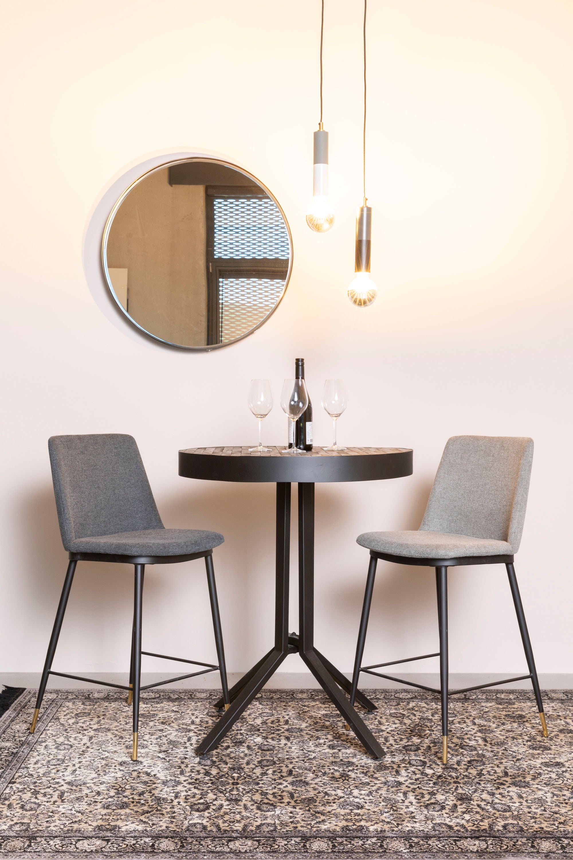 Raj Black Round Wall Mirror Medium