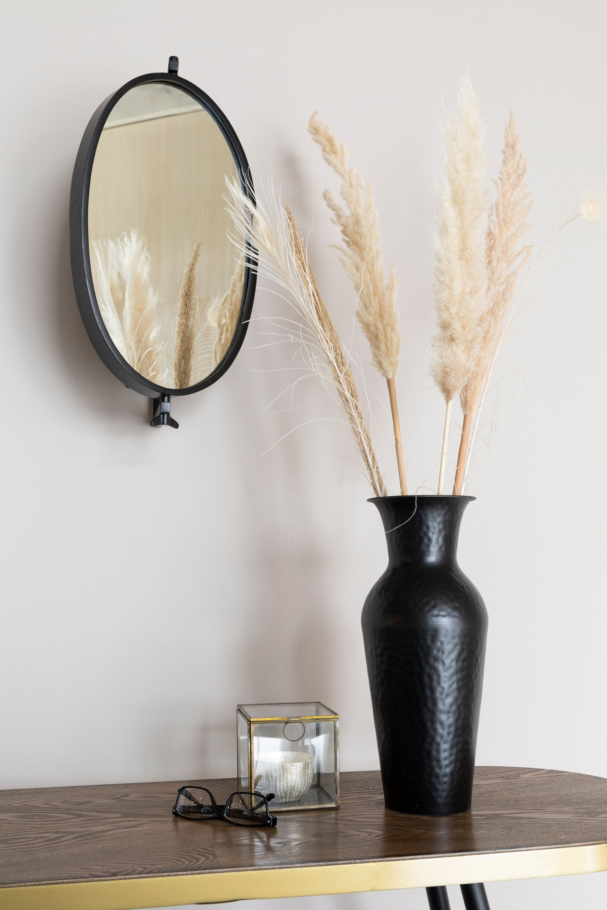Lara Oval Black Wall Mirror