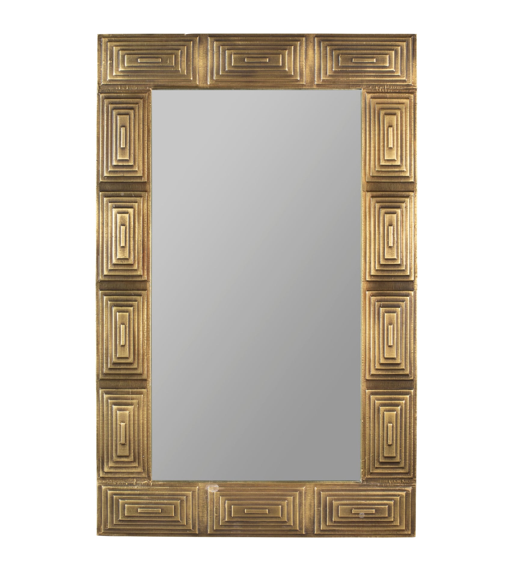Dutchbone Volan Art Deco Brass Rectangle Wall Mirror