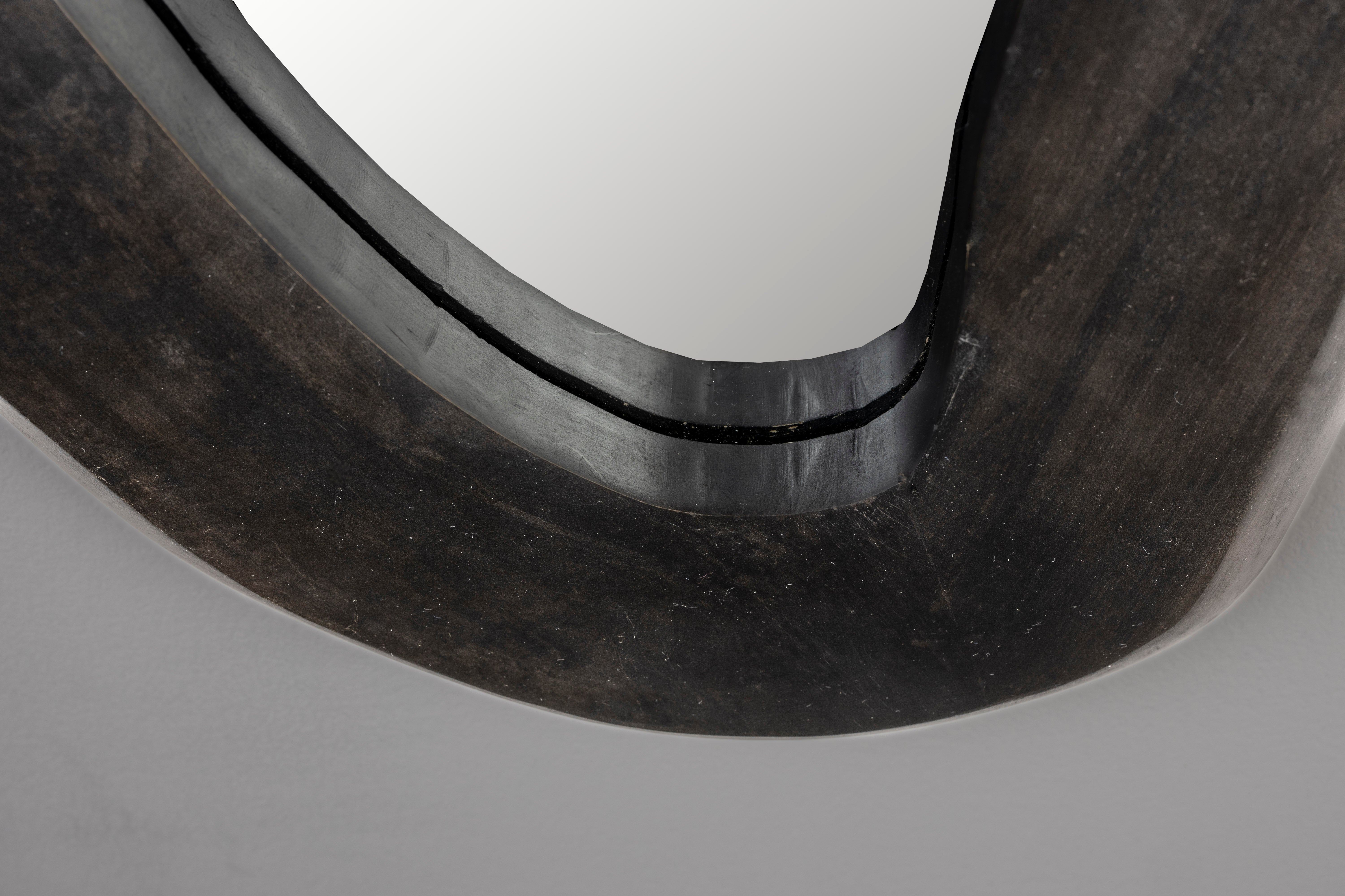 Dutchbone Aren Organic Black Wood Wall Mirror Large