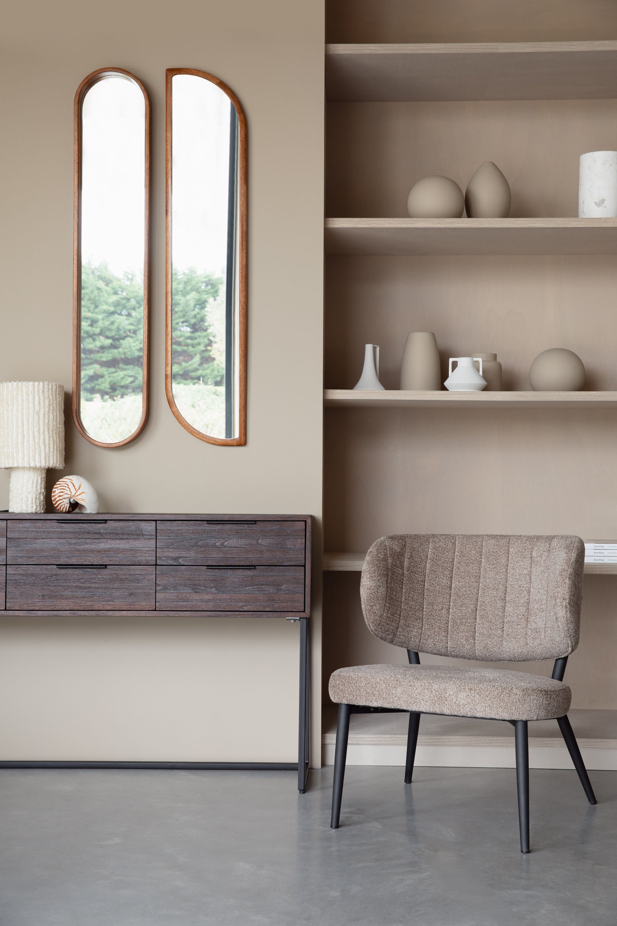 Nyko Brown Wood Oval Wall Mirror