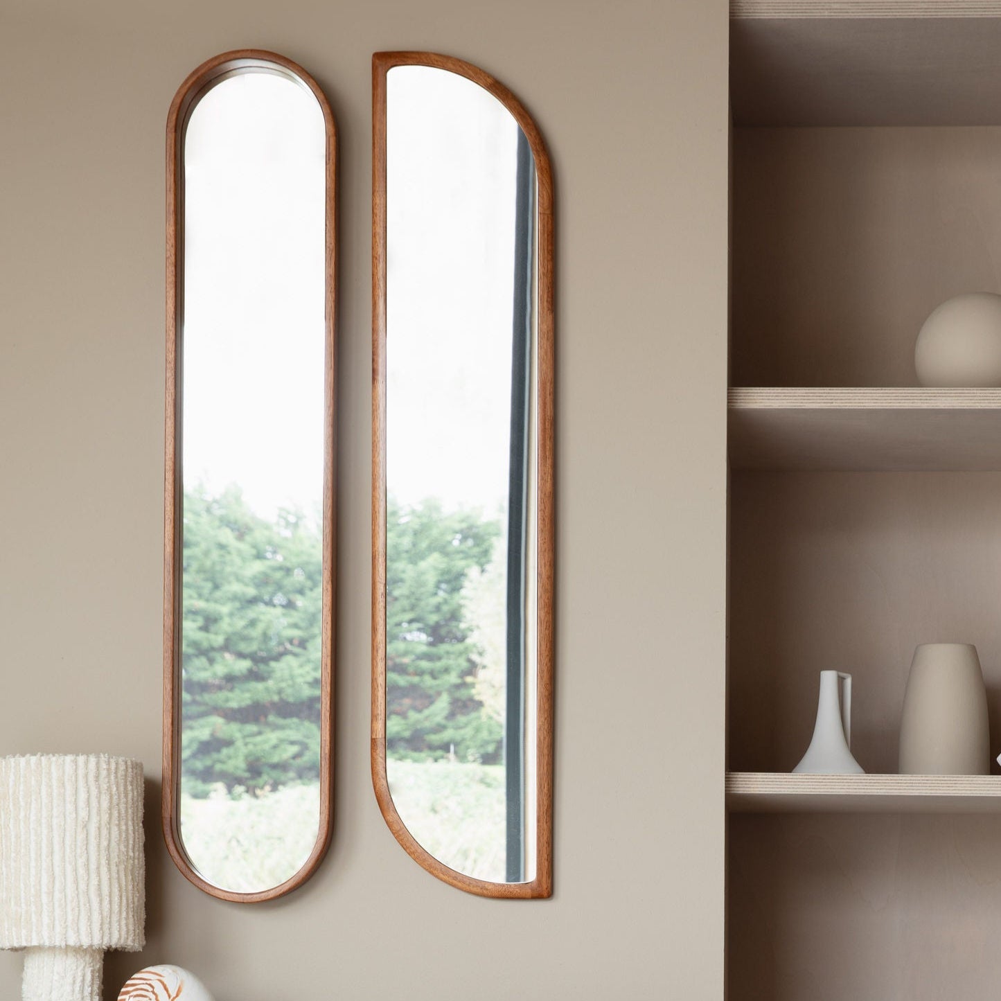 Nyko Brown Wood Oval Wall Mirror