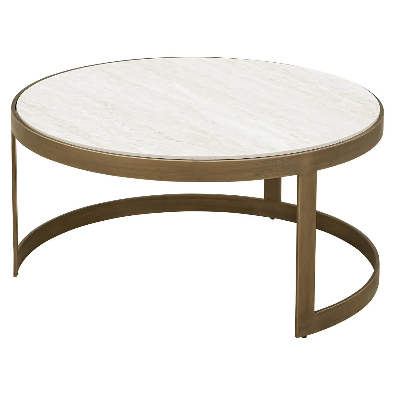 Set of 2 Richmond Interiors Tivoli Gold & White Marble Coffee Table Nest