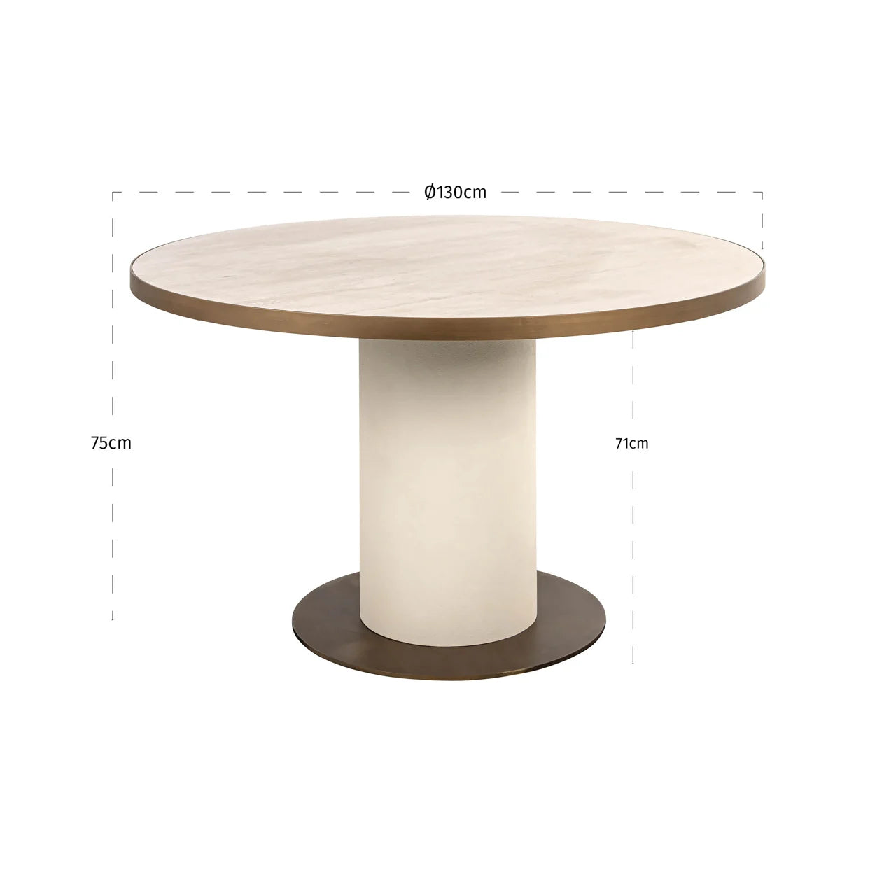Richmond Interiors Tivoli White Travertine Round Dining Table 130cm