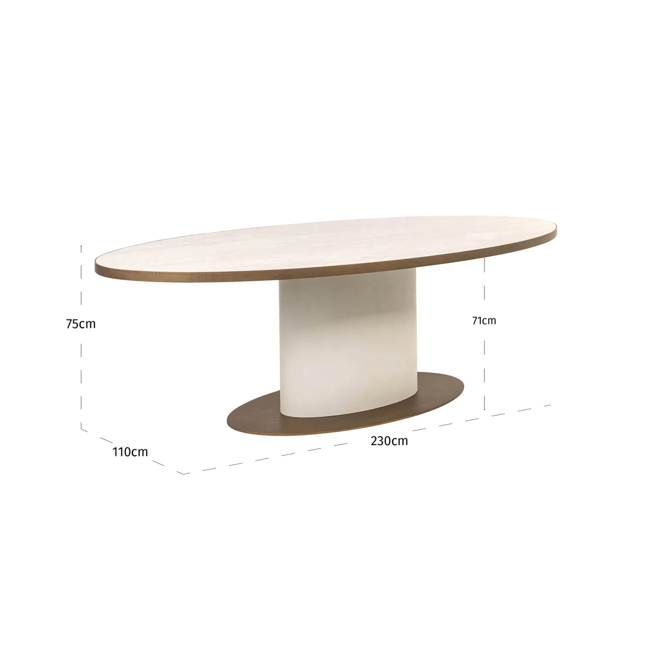 Richmond Interiors Tivoli White Travertine Oval Dining Table 230cm
