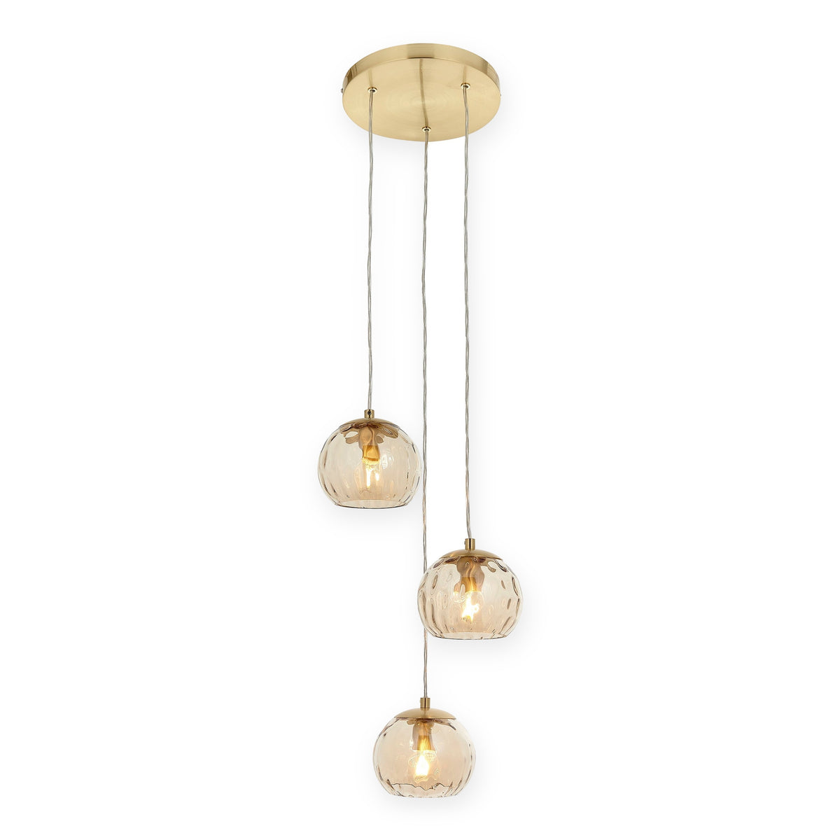 Albee Gold & Dimple Glass Dome Pendant | 3 Lights