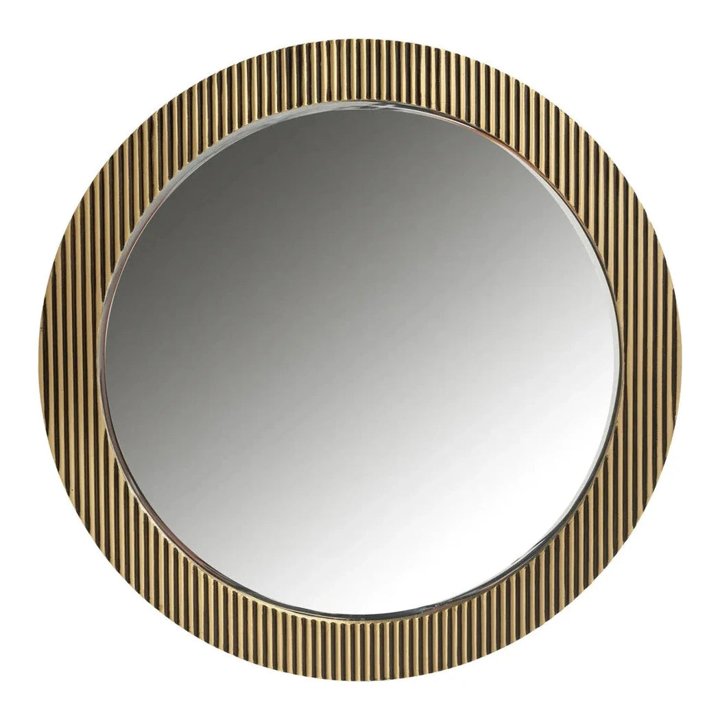 Richmond Interiors Ironville Gold Ribbed Round Wall Mirror