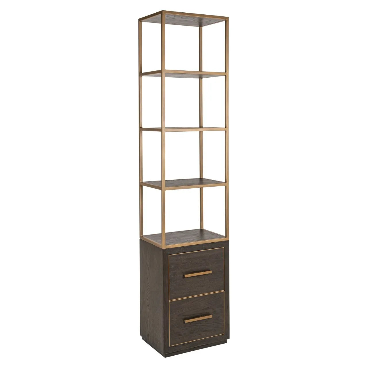 Richmond Interiors Carter Brown Oak Wood & Gold Display Unit | Small
