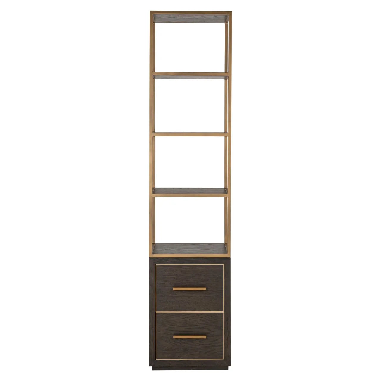 Richmond Interiors Carter Brown Oak Wood & Gold Display Unit | Small