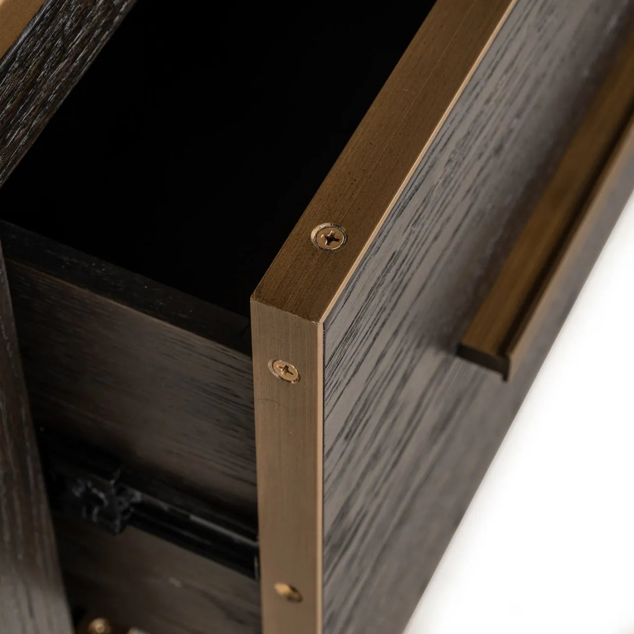 Richmond Interiors Carter Brown Oak Wood & Gold Display Unit | Small